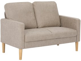 Sofá de 2 Lugares Estofado em Microfibra Sofá Moderno com Pés de Madeira Apoio de Braços 130x78x85 cm Creme