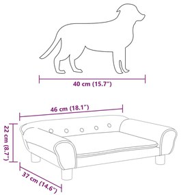 Cama para cães 70x48x22 cm veludo cinzento-claro