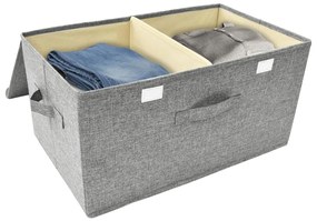 Caixa de arrumação 50x30x25 cm tecido cinzento