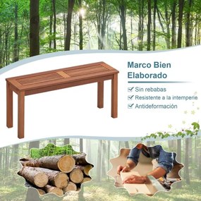 Banco jardim de madeira maciça para 2 pessoas com assento de ripas Estrutura de madeira 100 x 30,5 x 47 cm Natural