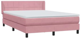 Cama com molas/colchão 140x210 cm veludo Rosa