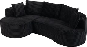 Bogesofa em veludo cotelê, Preto | AOSOM Portugal
