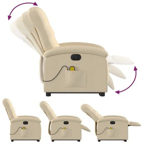 Poltrona elétrica elevatória massagens tecido creme