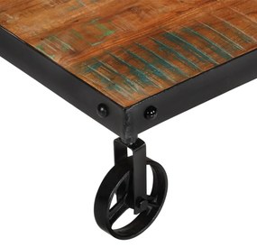 Mesa de centro c/ rodas 100x60x26 cm madeira recuperada maciça