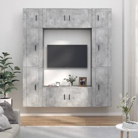 vidaXL Conjunto móveis de TV 8 pcs madeira processada cinzento cimento