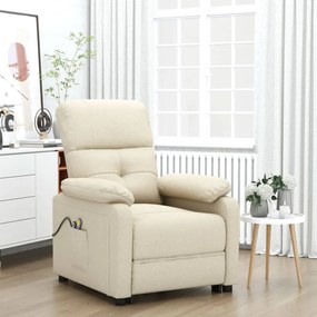 vidaXL Poltrona de massagens tecido cor creme