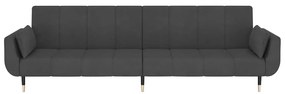 Sofá-cama 2 lugares com duas almofadas veludo cinzento-escuro