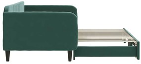 Sofá-cama com gavetão 100x200 cm veludo verde-escuro