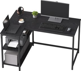 Secretária com espaço de arrumação, em L 110 x 80 x 76 cm, prateleira ajustável em altura Preto