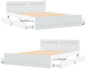 Estrutura cama c/ cabeceira 150x200 cm derivados madeira branco