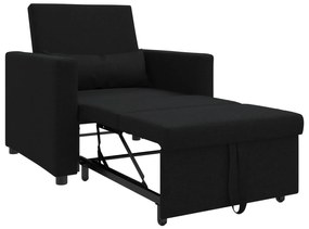 Sofá-Cama Convertible 3 em 1 Preto