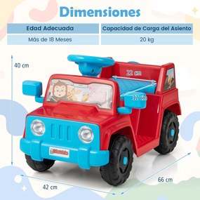 Carro elétrico 6V com sons, botão de arranque, porta-copos, luzes LED e rodas a partir dos 18 meses até 36 meses vermelho