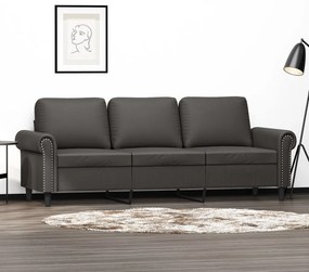 vidaXL Sofá de 3 lugares 180 cm couro artificial cinza
