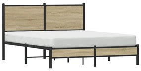 Estrutura de cama sem colchão 140x190 cm metal carvalho sonoma