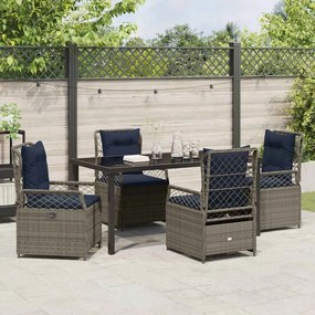 Conjunto de Jantar de Jardim de 5 Peças em Rattan Poly Cinza