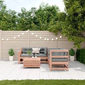 5 pcs conj. lounge jardim com almofadões madeira douglas maciça