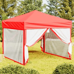 Tenda para festas dobrável com paredes laterais 3x3 m vermelho