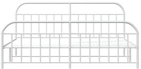 Estrutura de cama com cabeceira e pés 193x203 cm metal branco