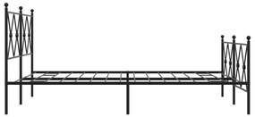 Estrutura de cama com cabeceira e pés 140x190 cm metal preto