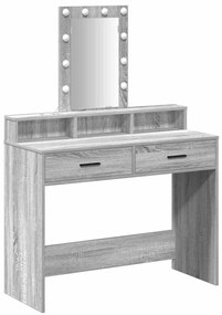 Mesa de Maquilhagem vidaXL com luzes LED Cinzento Sonoma 100x41x140 cm