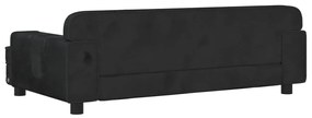 Sofá infantil 90x53x30 cm veludo preto