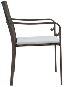 Cadeiras jardim c/ almofadões 2pcs 56x59x84 cm vime PE castanho