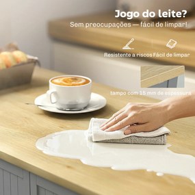 Aparador de Cozinha com 3 Prateleiras de Porta Gaveta e Prateleiras Ajustáveis para Sala de Jantar 105x40x83 cm Cinzento