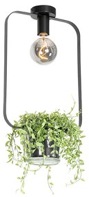 Candeeiro de teto moderno preto com vidro retangular - Roslini Moderno