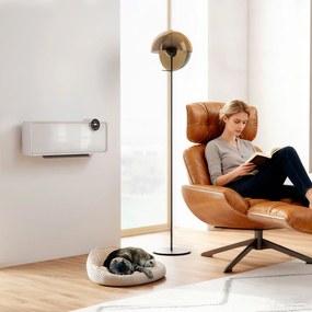 Aquecedor de parede em cerâmica 1000/2000 W, radiador elétrico, ventilador, termóstato, temporizador, 54 x 18,7 x 12,3 cm, branco