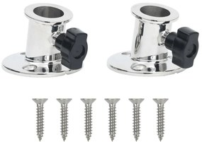VidaXL Base redonda Bimini para tubo de 26 mm 2 pcs aço inoxidável