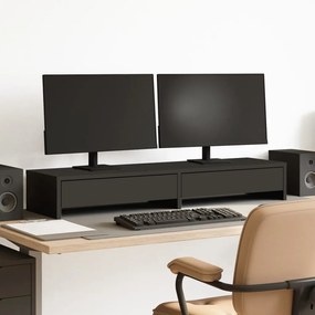vidaXL Suporte p/ monitor gavetas 100x27x15cm derivados madeira preto