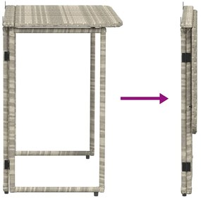 Mesa de jardim dobrável 90x51x75 cm vime PE cinzento-claro