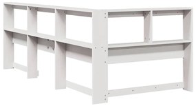 Estante cabeceira forma de L 100 cm madeira pinho maciça branco