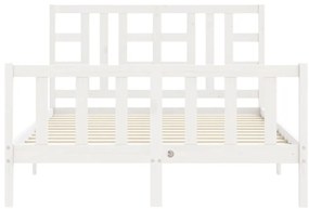Cama sem colchão 140x190 cm madeira de pinho maciça branco