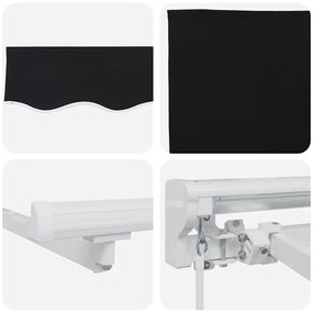 Toldo Retrátil Manual Preto 350x200 cm