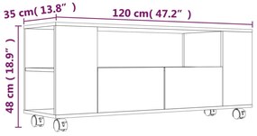 Móvel de TV 120x35x48 cm derivados de madeira cinzento