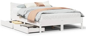 Estrutura de cama com gavetas 120x190 cm pinho maciço branco