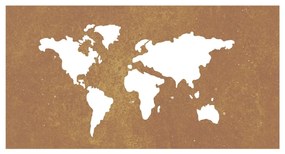 Decoração p/ muro jardim 105x55 cm aço corten design mapa-múndi