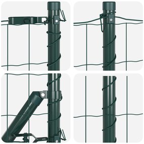 Cerca Euro com 13 Postes de Espeto 0.8x25 m Aço Galvanizado Verde
