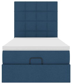Cama otomana com colchão 100x200 cm tecido azul