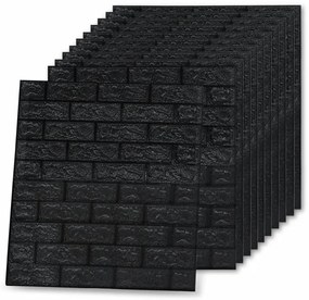 Papel de parede 3D autoadesivo tijolos 20 pcs preto