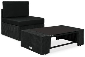 vidaXL 2 pcs conjunto lounge para jardim vime PE preto