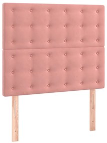 Cama box spring c/ colchão/LED 120x200 cm veludo rosa