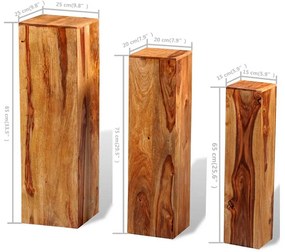 Suportes para plantas 3 pcs madeira de acácia maciça castanho