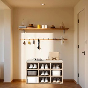 Sapateira com assento almofadado 30,4 x 78,6 x 48,1 cm castanho