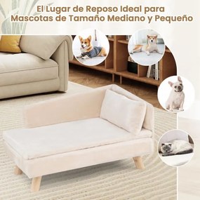 Cama elevada para animais de estimação 81 x 51 x 47 cm  com almofada e travesseiro removíveis, pernas de madeira e encosto alto