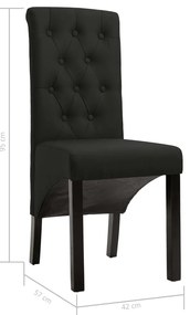 Cadeiras de jantar 2 pcs tecido preto