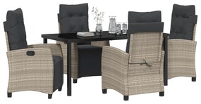 Conjunto de Jantar de Jardim de 5 Peças Cinza Claro Rattan Poly