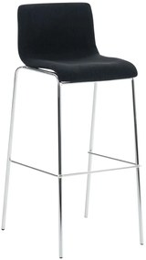 Conjunto de 2 bancos de bar Hoover em tecido e com estrutura cromada 43 x 100 x 48 cm Preto