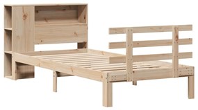 Cama com estante sem colchão 75x190 cm pinho maciço